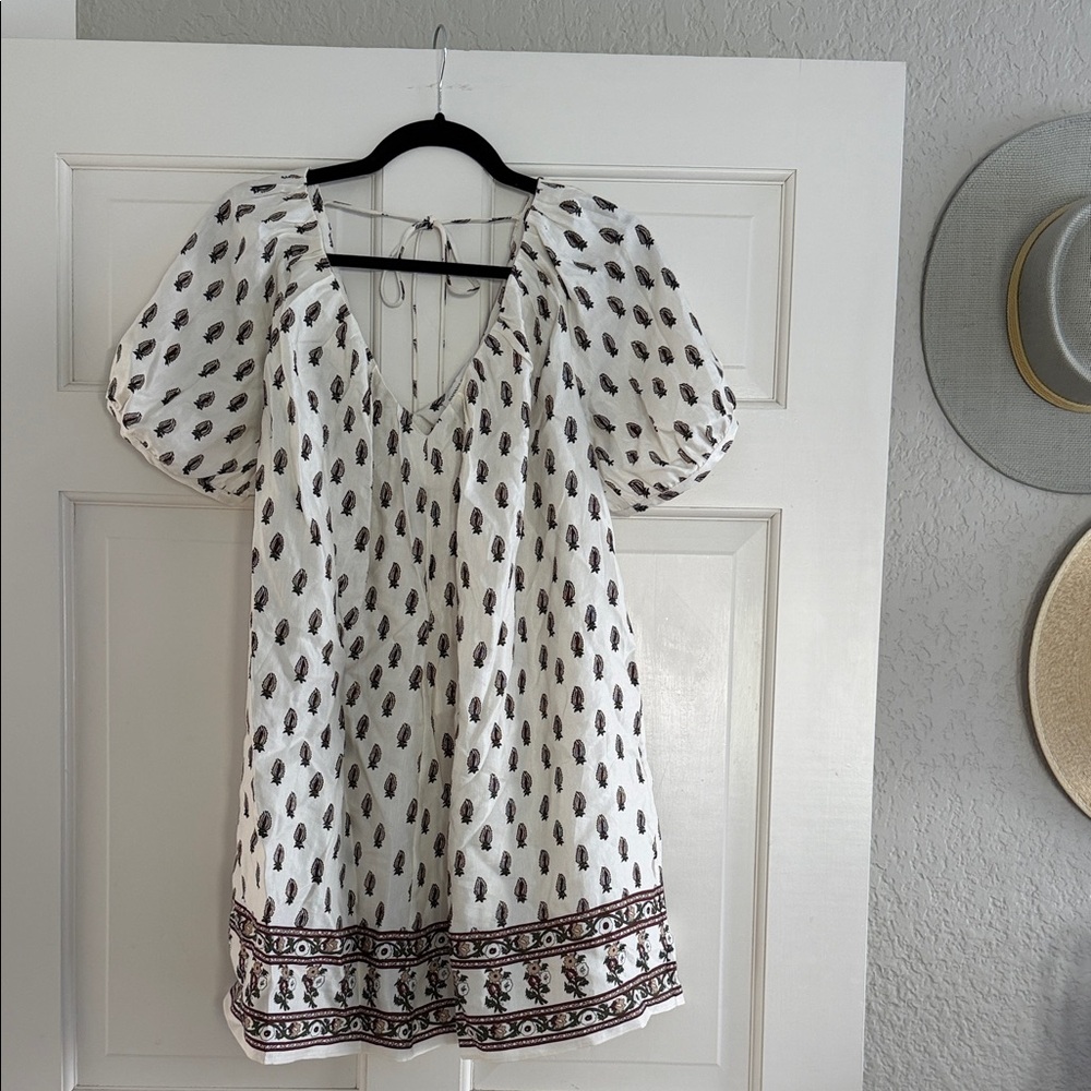 Banana Republic White Dress with Brown Print
